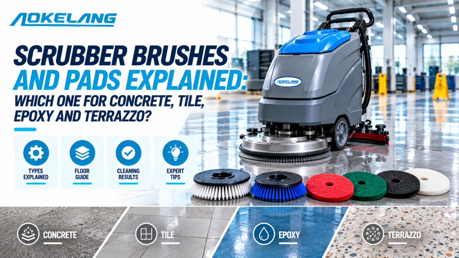Scrubber Brushes and Pads Explained Which One for Concrete, Tile, Epoxy and Terrazzo